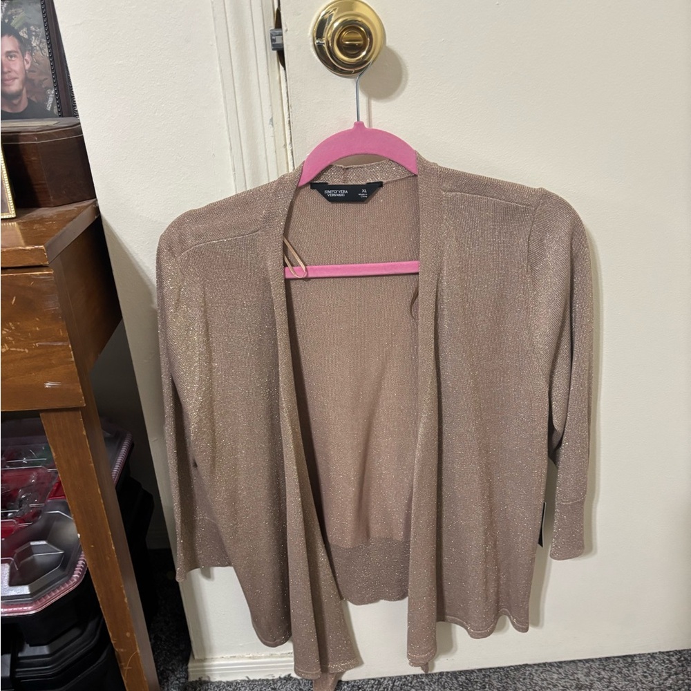 Kohl's Women's Shimmering Tan Cardigan